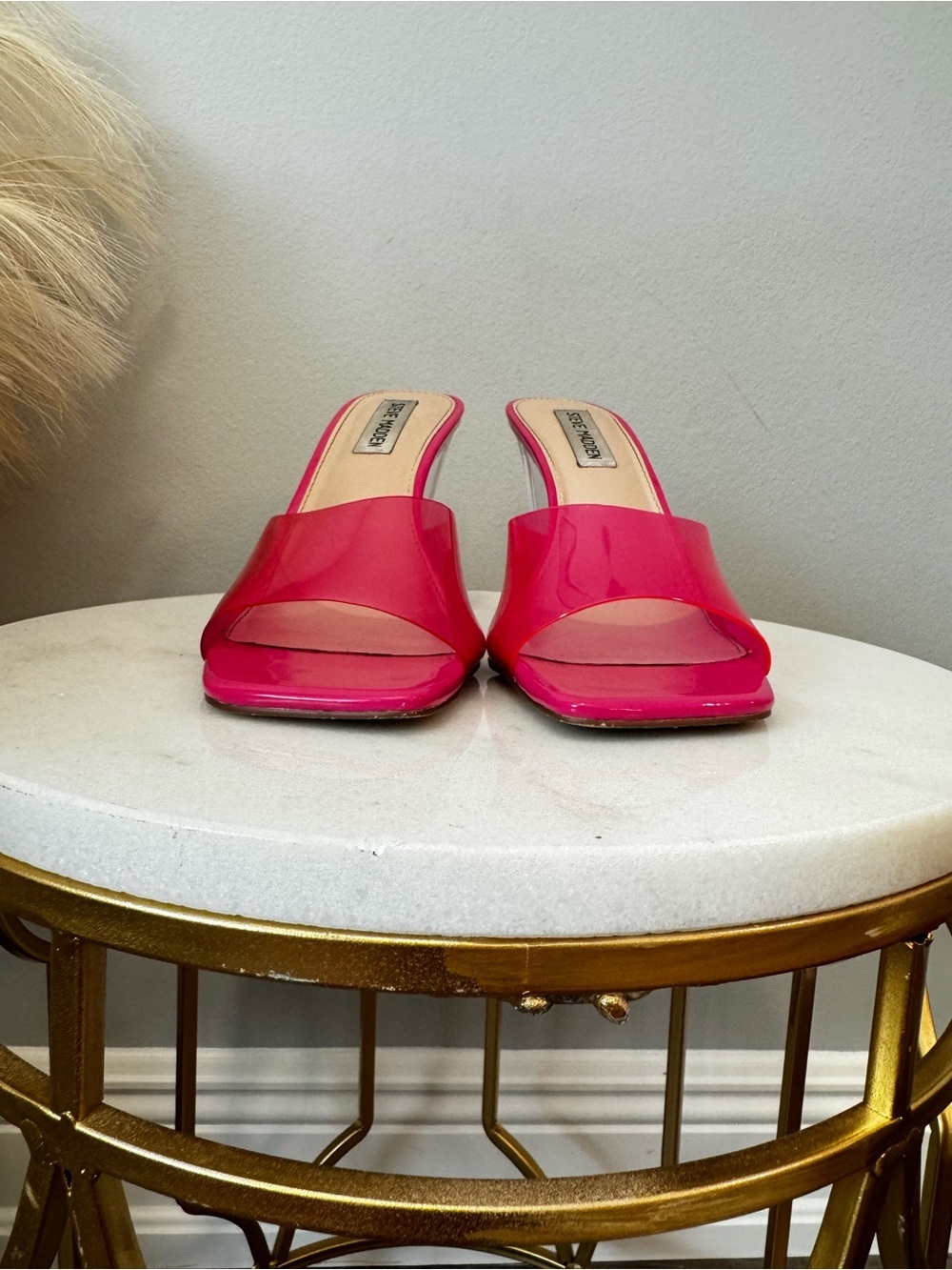 Steve Madden Pink Clear Wedge Mule Sz 8 - Picture 4 of 13